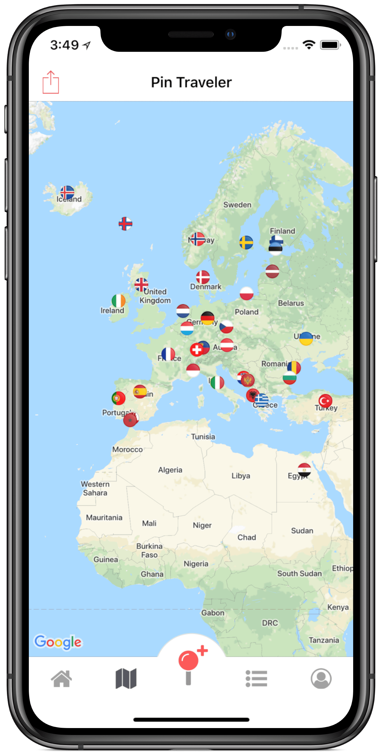 travel map pin app